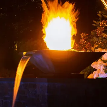 Black Decorative Corten Steel Gas Waterfall Fire Pit