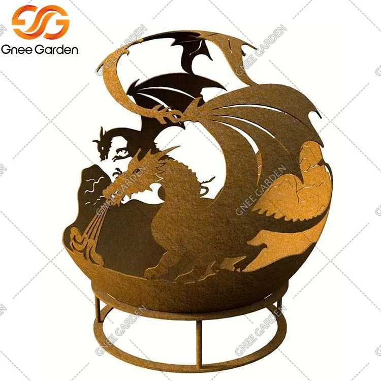 Rzeźba Corten Płonąca Kula