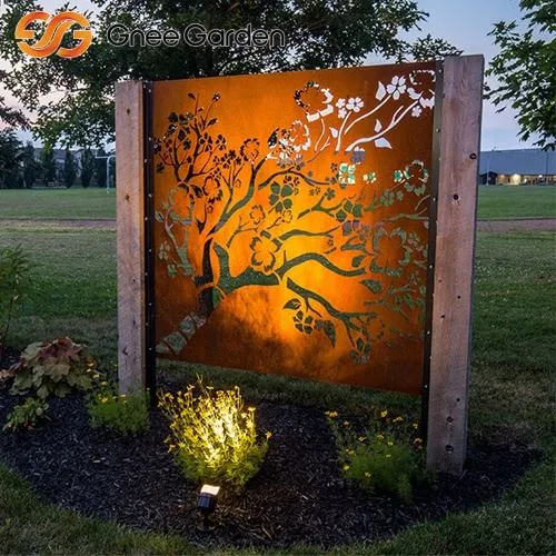Corten Steel Metal Tree Tree Art Garden Panel