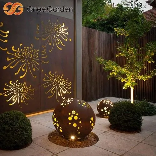 Corten Steel Partition with Flower Motif