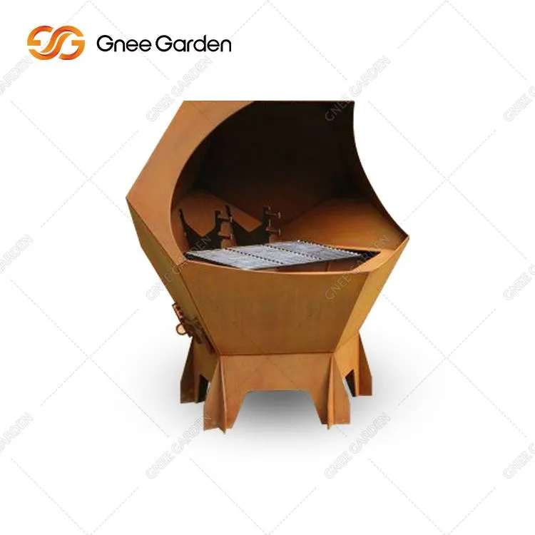 Duży grill zewnętrzny ze stali Corten