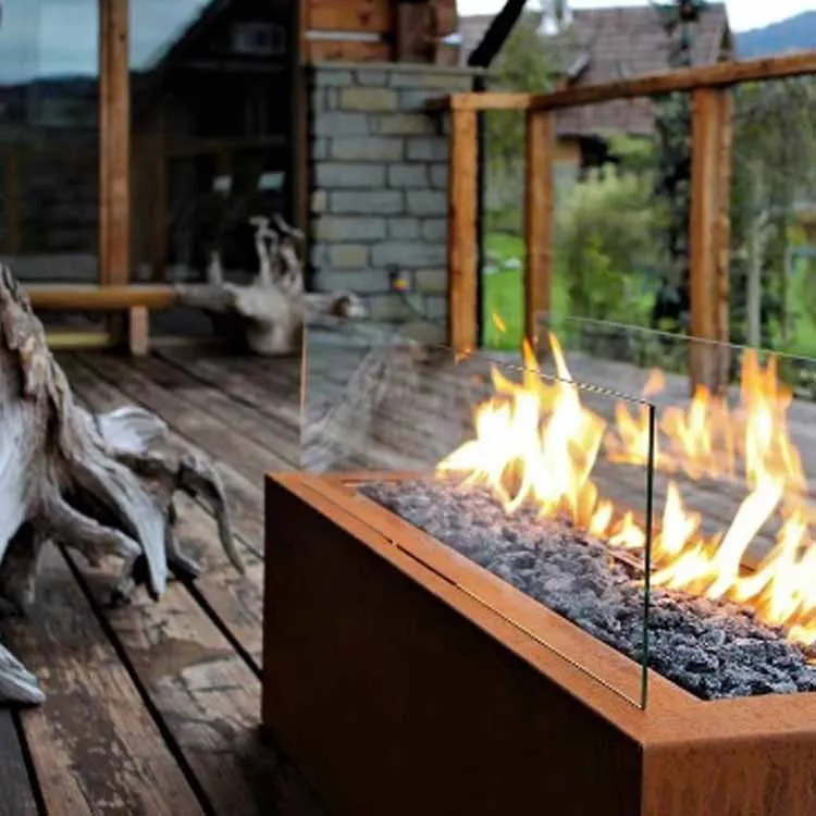Outdoor Smokeless Corten Steel Gas Fire Pit Table